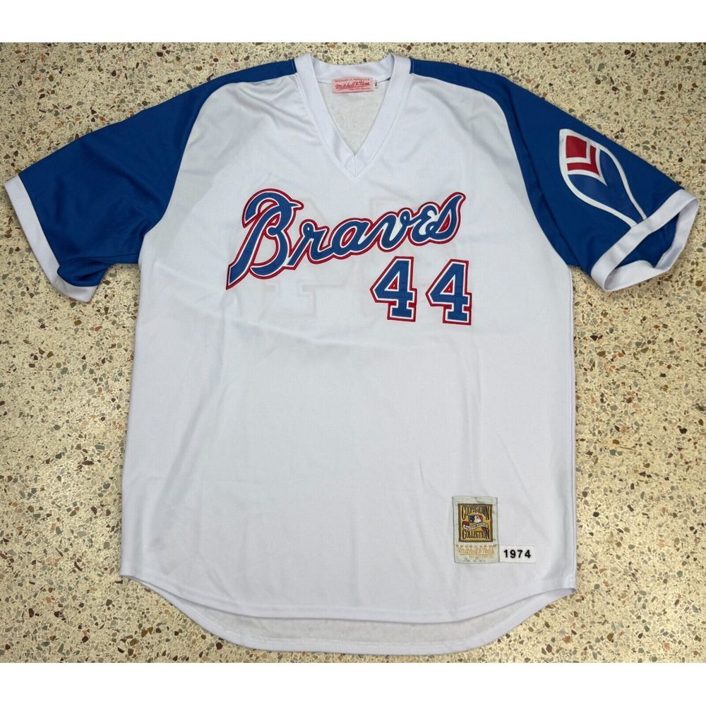 Mitchell & Ness MLB 1974 Atlanta Braves #44 Hand Aaron Baseball Jersey Size XL